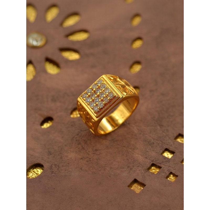 Brass Gold plated CZ Heavy Fashion finger ring