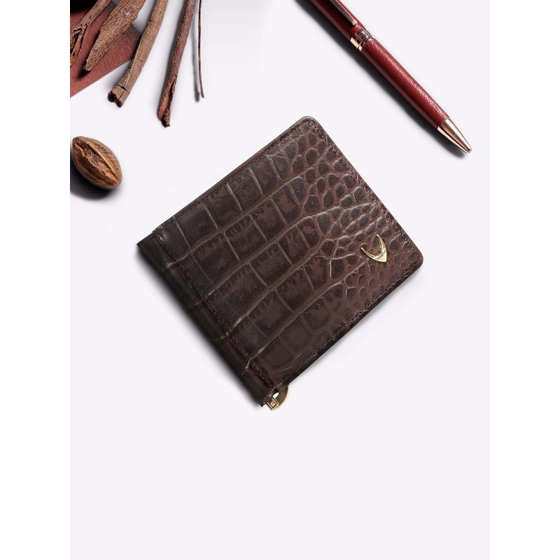 Hidesign Men Brown Crocodile Skin Textured Money Clip