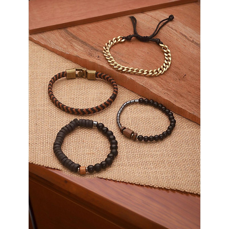 Jazz and Sizzle Men Set of 4 Beaded Elasticated Bracelet