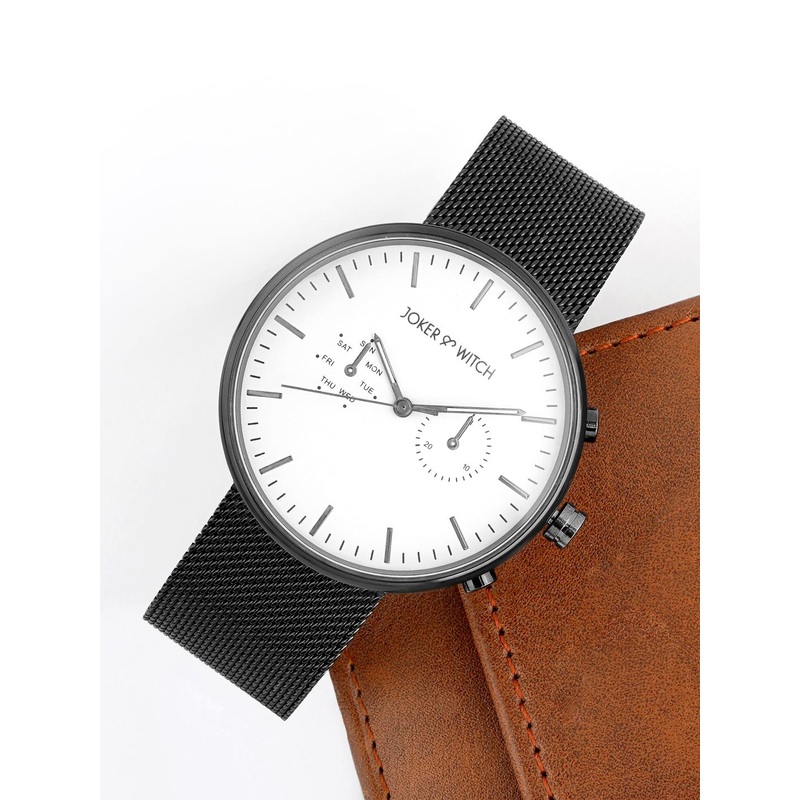 JOKER & WITCH Men Black & White Bracelet Style Straps Analog Watch-AMWW462