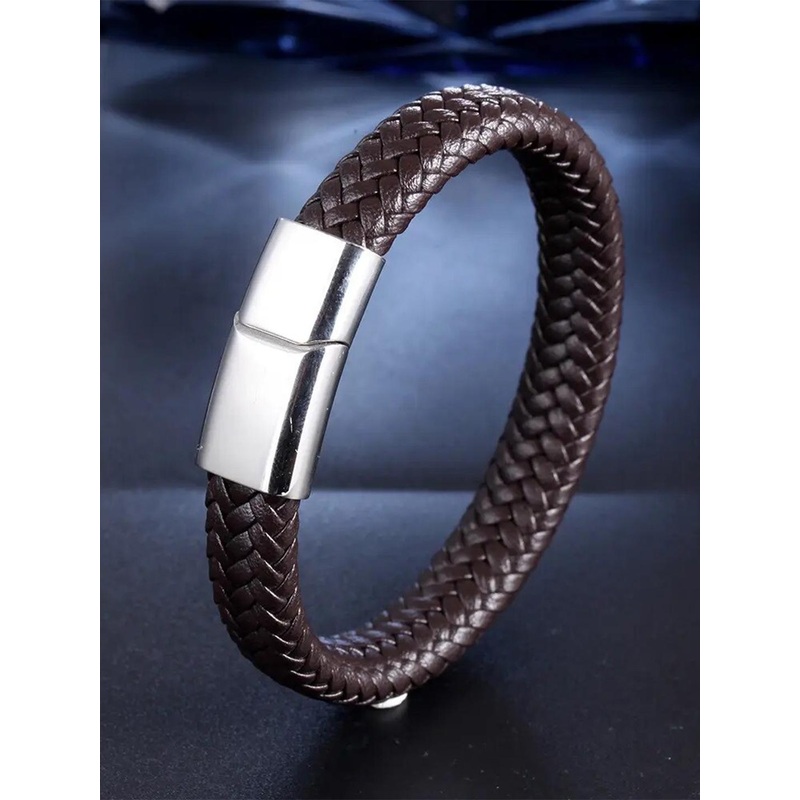 MEENAZ Men Leather Kada Bracelet