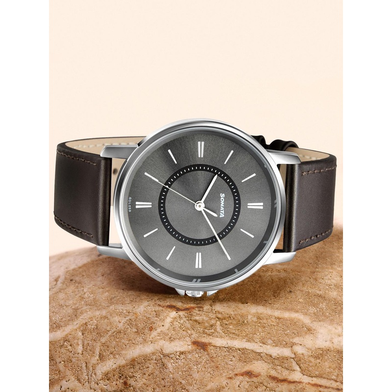 Sonata Men Grey Analogue Watch 77083SL06W