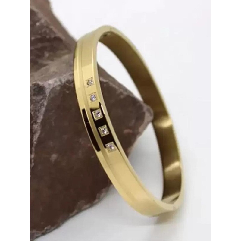 SZN Men Enamelled Gold-Plated Kada Bracelet