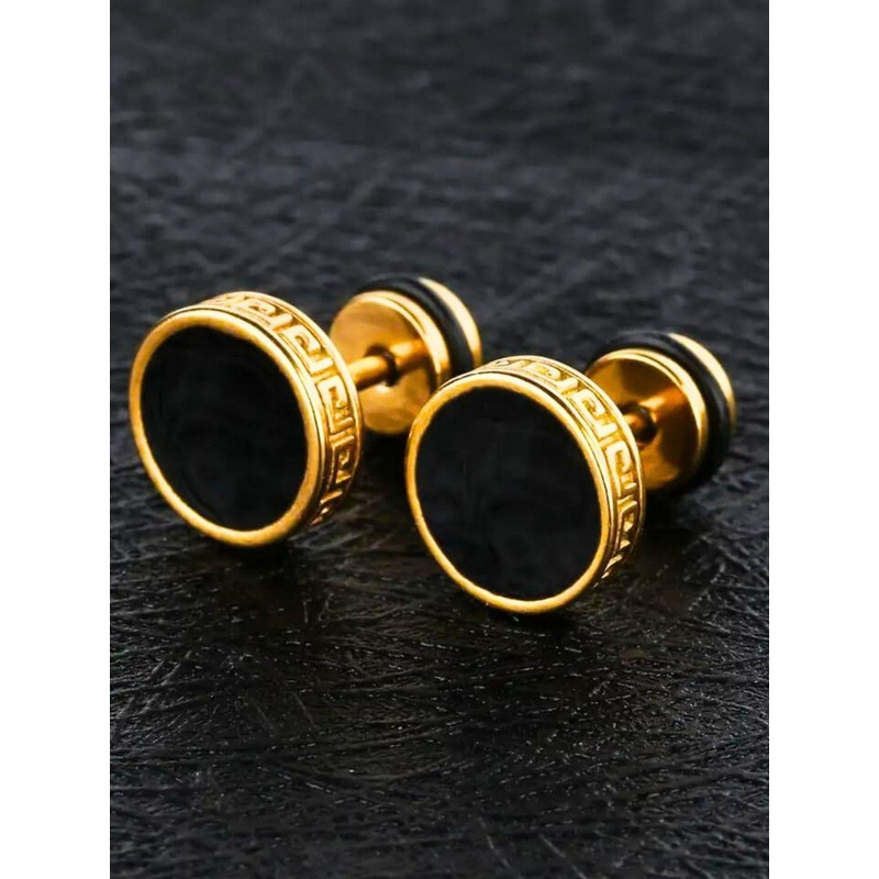 The Roadster Men Stainless Steel Gold Plated Circular Shaped Studs