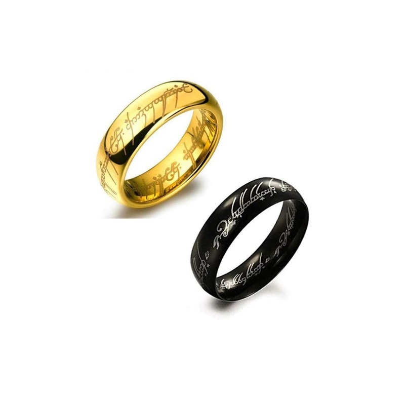 Yellow Chimes Men Set of 2 Stainless Steel Gold-Plated Finger Rings