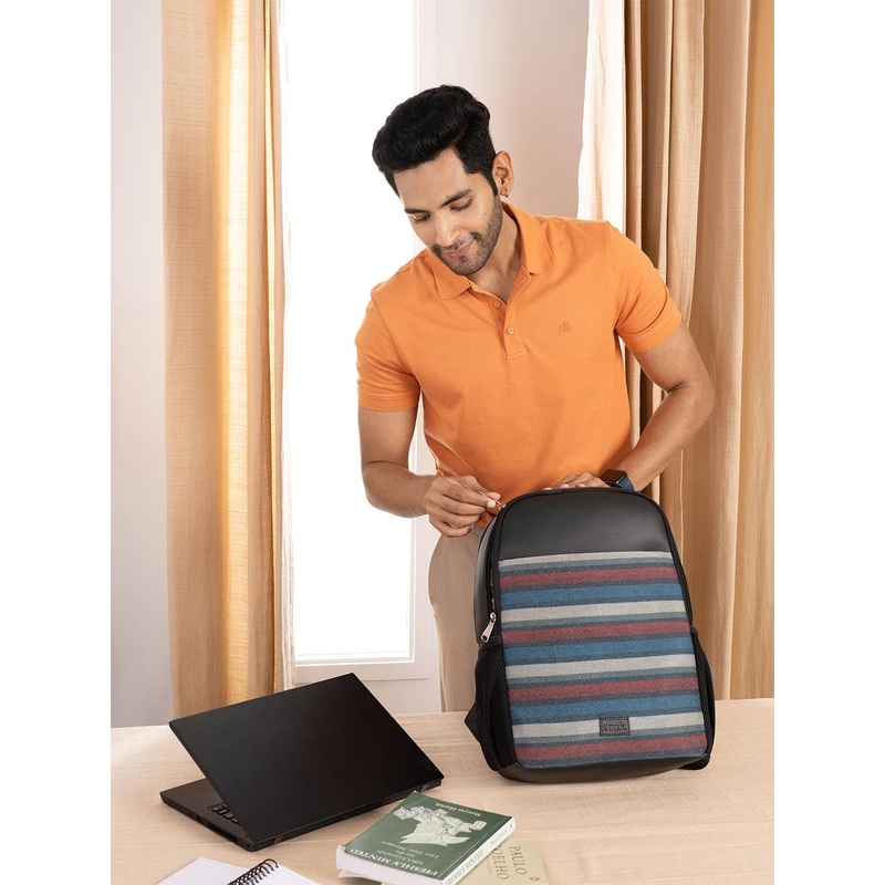 ZOUK Mysore Mosaic Striped Backpack with Compression Straps – 16 L