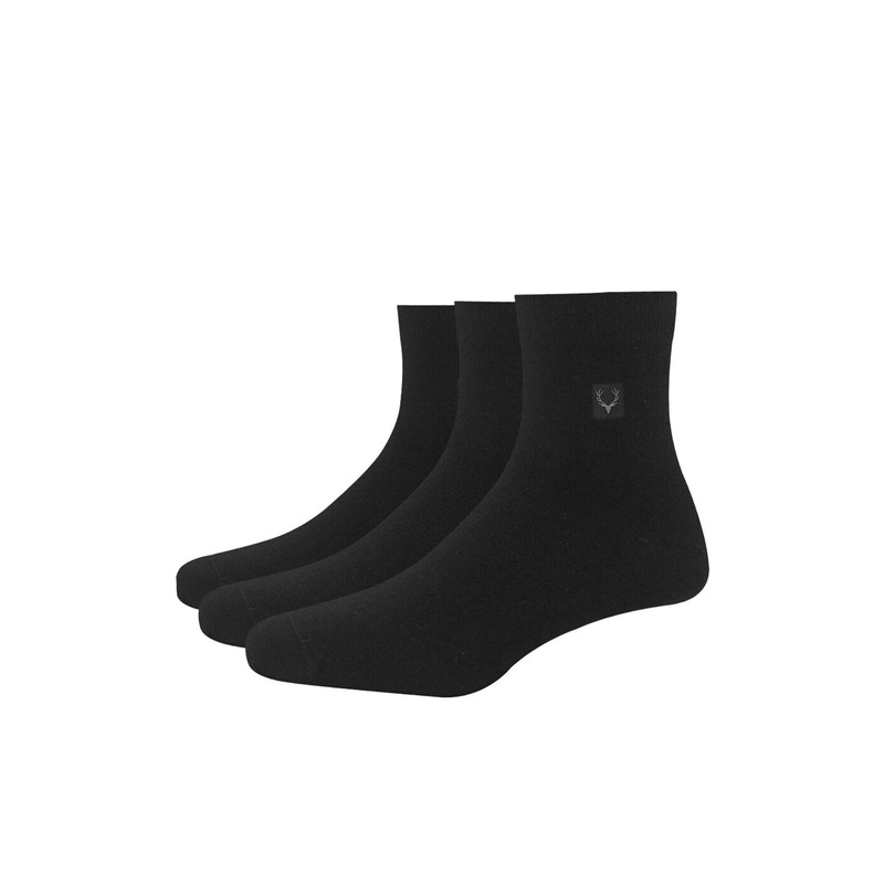 Allen Solly Men Pack Of 3 Black Solid Above Ankle Length Socks