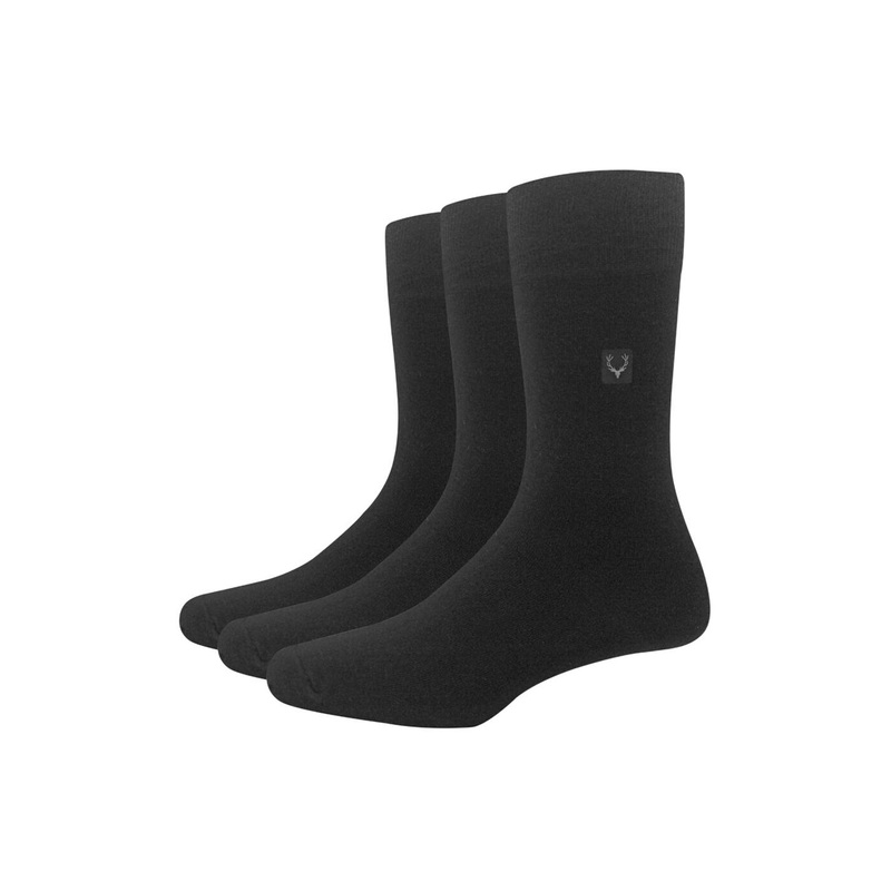 Allen Solly Men Pack Of 3 Black Solid Calf-Length Socks