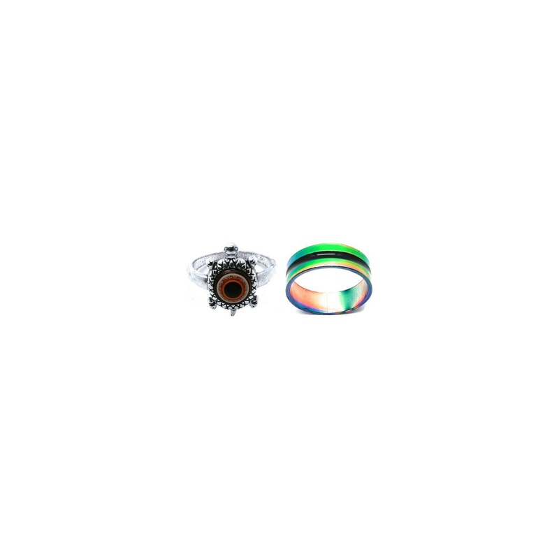 Dynamic Retail Global Set of 2 Rings for Men & Women, Red-Green Alloy Ring ()
