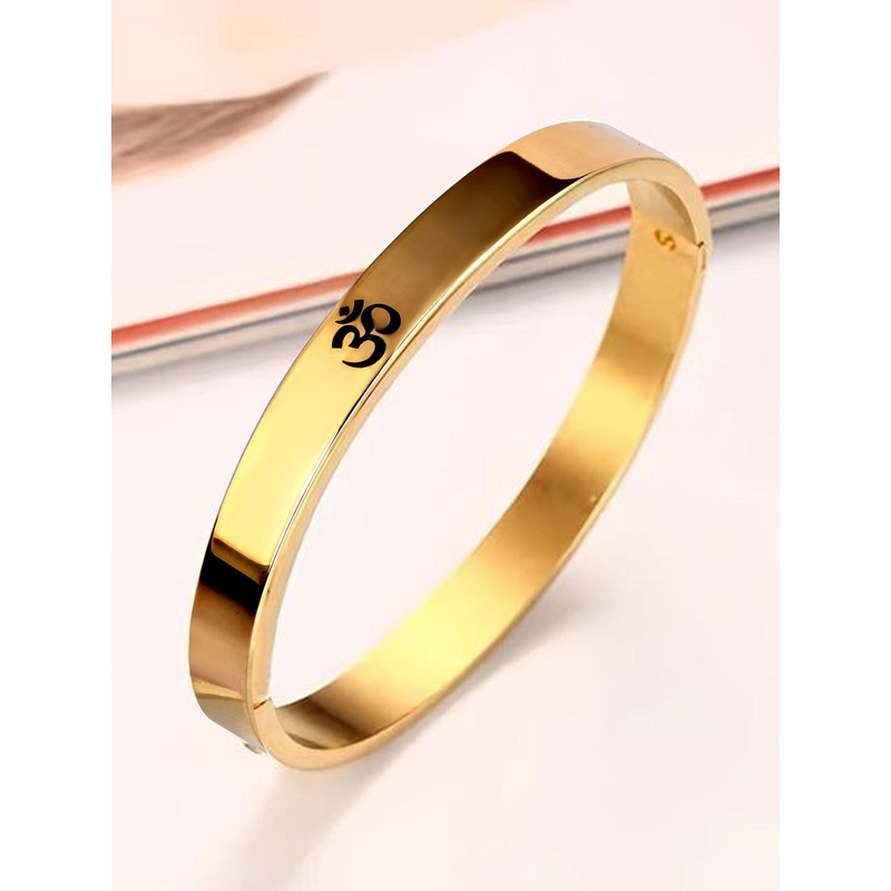 MEENAZ Men Stainless Steel Gold Plated Bangle-Style Bracelet