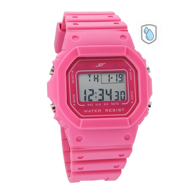 Sonata Unisex Pink Dial & Wrap Around Straps Digital Watch 77122PP04