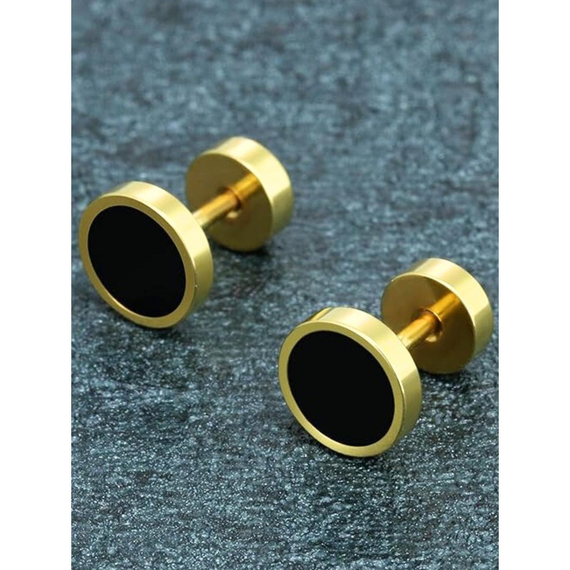 The Roadster Lifestyle Co. Men Stainless Steel Artificial Stone Studded Circular Studs