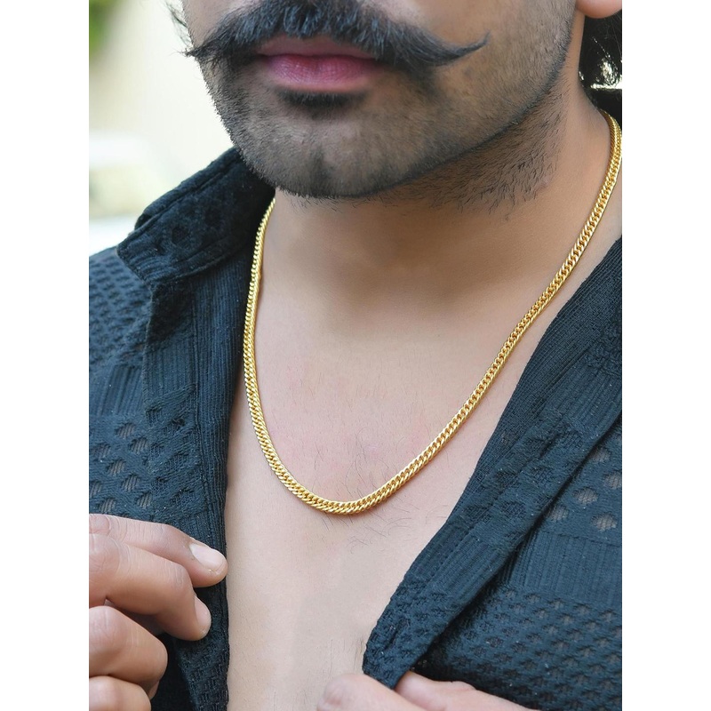 VOJ Men Gold-Plated Artificial Beads Studded Designer Chain