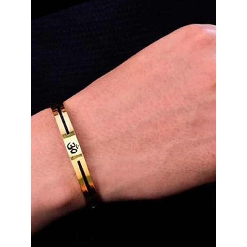 WATCHSTAR Unisex Gold-Plated Stainless Steel Enamelled Kada Bracelet