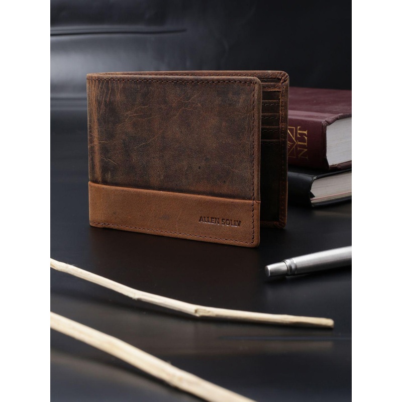 Allen Solly Men Abstract Printed Leather Two Fold Wallet