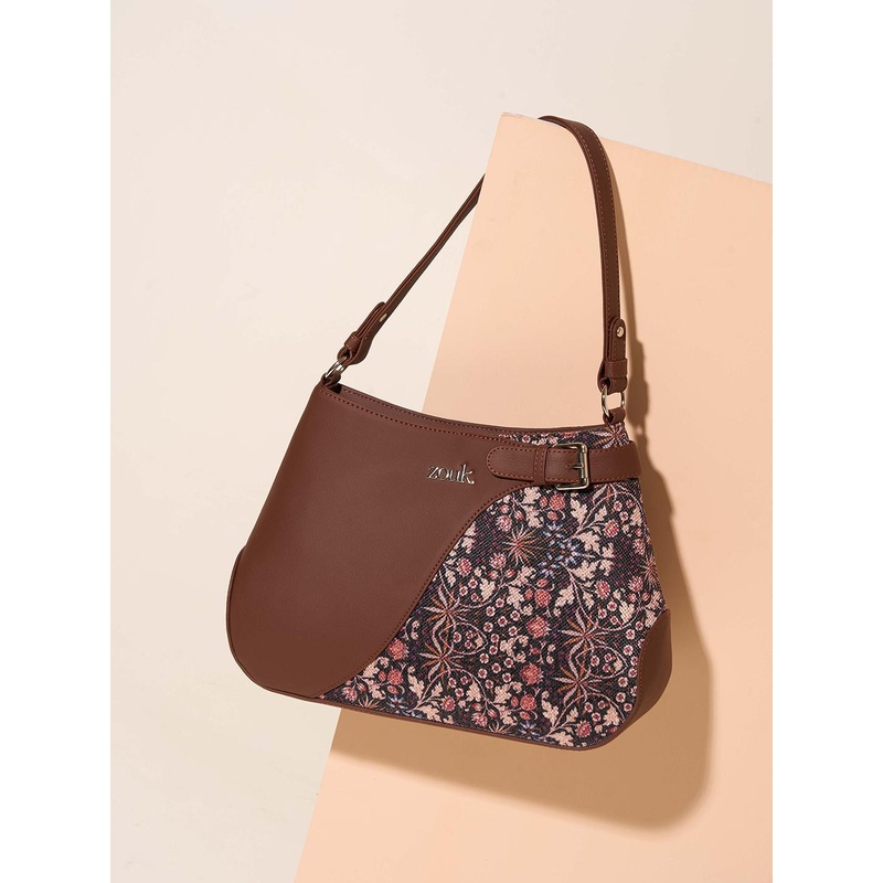 Alt by Zouk  Kashmir Blooms Floral Printed Leather Bucket Handheld Bag