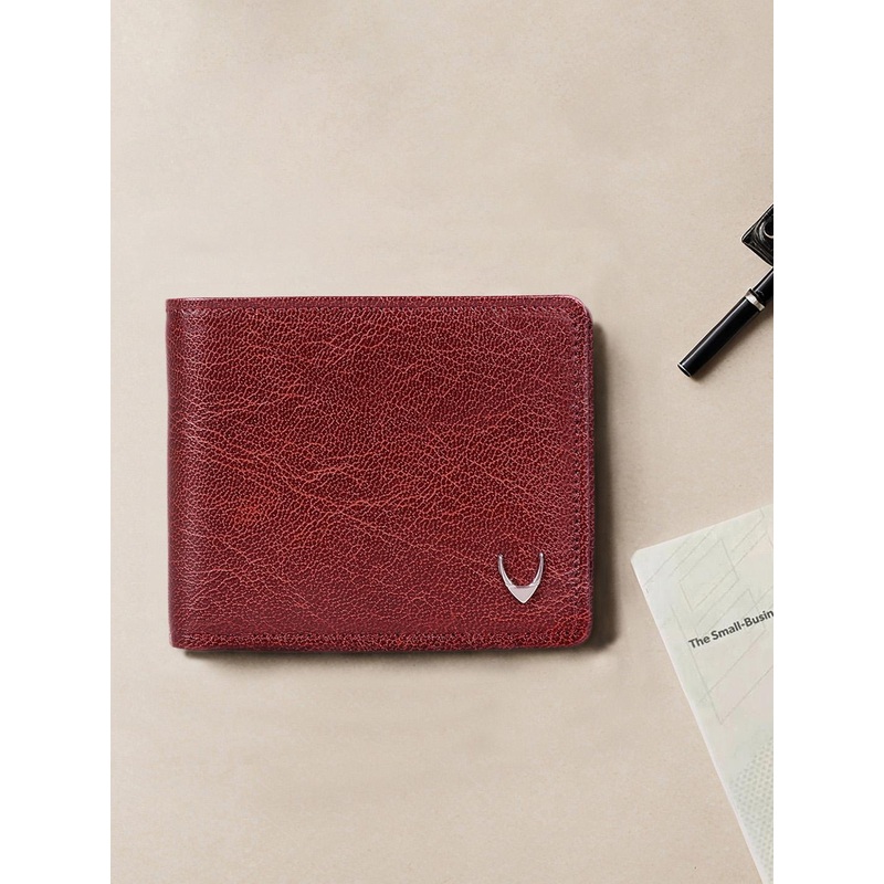 Hidesign Men Maroon Textured Leather Two Fold Wallet