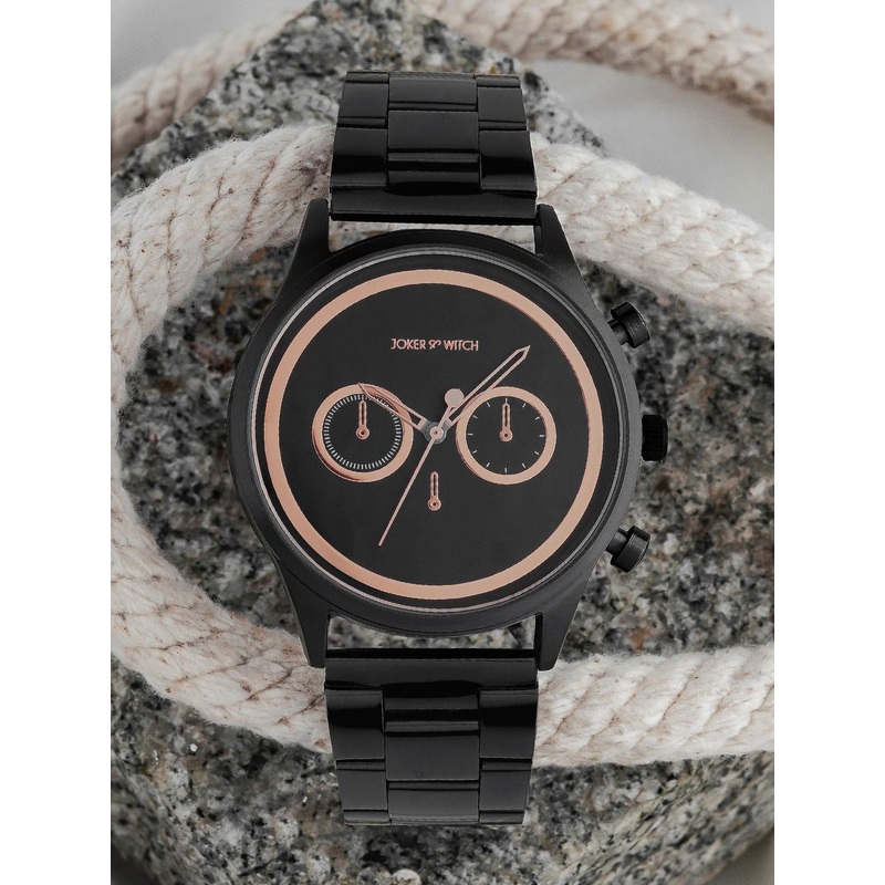 JOKER & WITCH Men Black Dial & Stainless Steel Straps Analogue Watch-AMWW523-Black