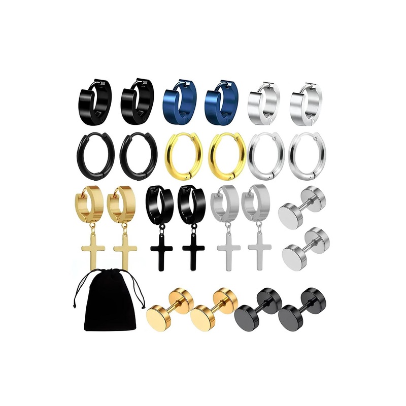 KARISHMA KREATIONS Men Set Of 8 Contemporary Hoop Earrings