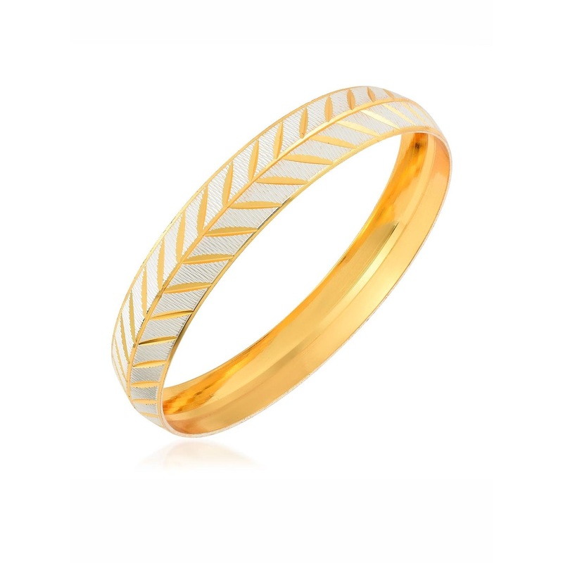 MEMOIR Men Gold-Plated Brass Dual Tone Ethnic Kada Bracelet