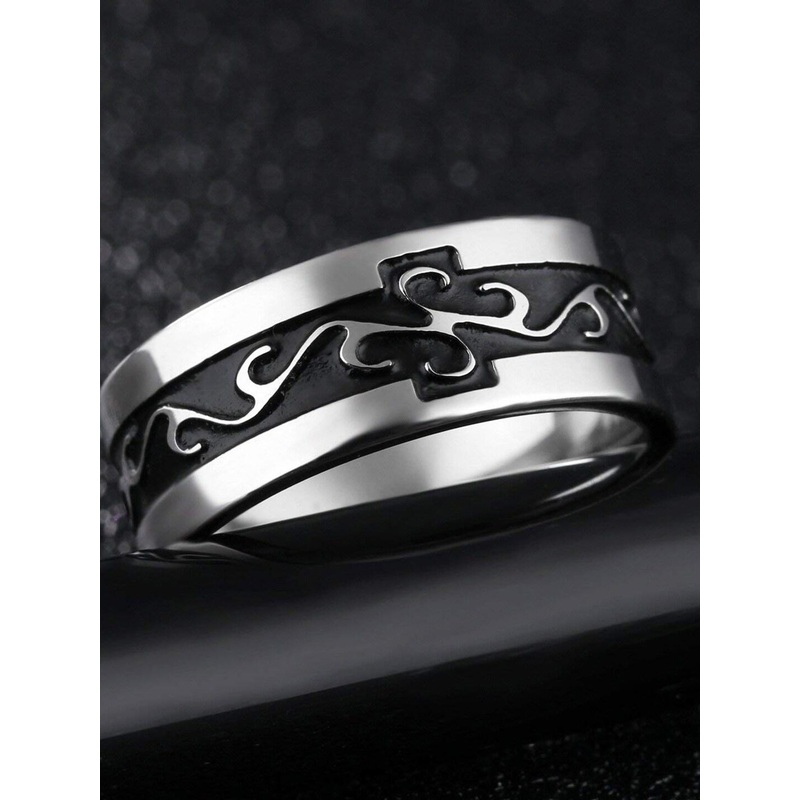 OOMPH Men Stainless Steel Celtic Symbol Finger Ring
