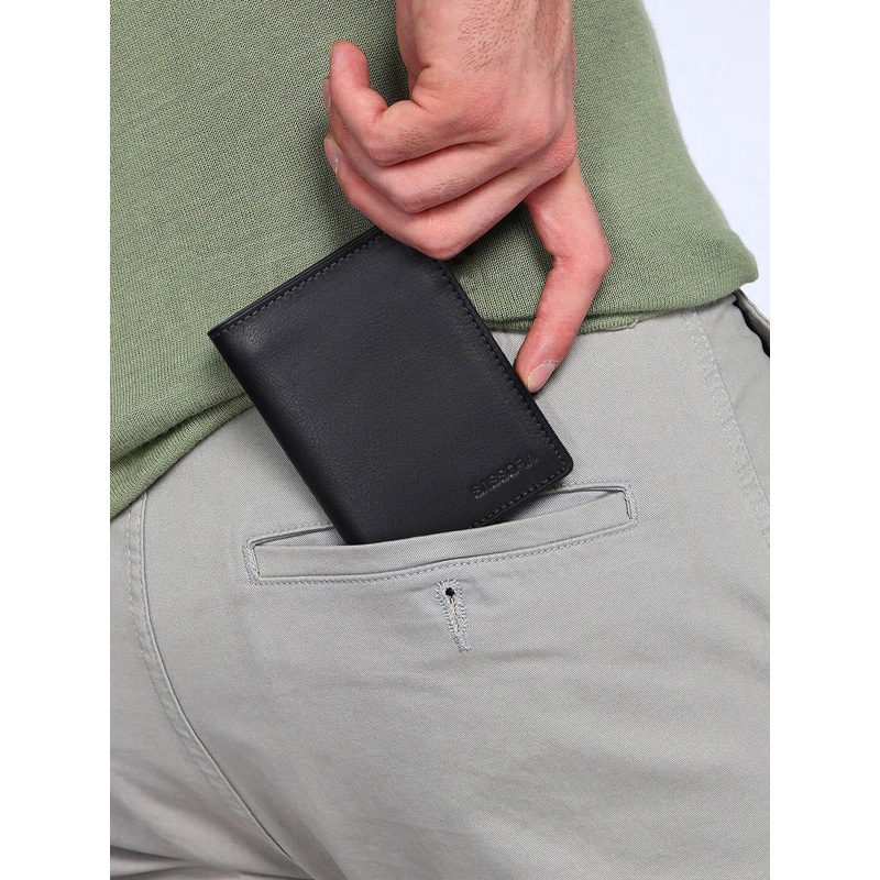 Sassora Unisex Leather RFID Two Fold Wallet