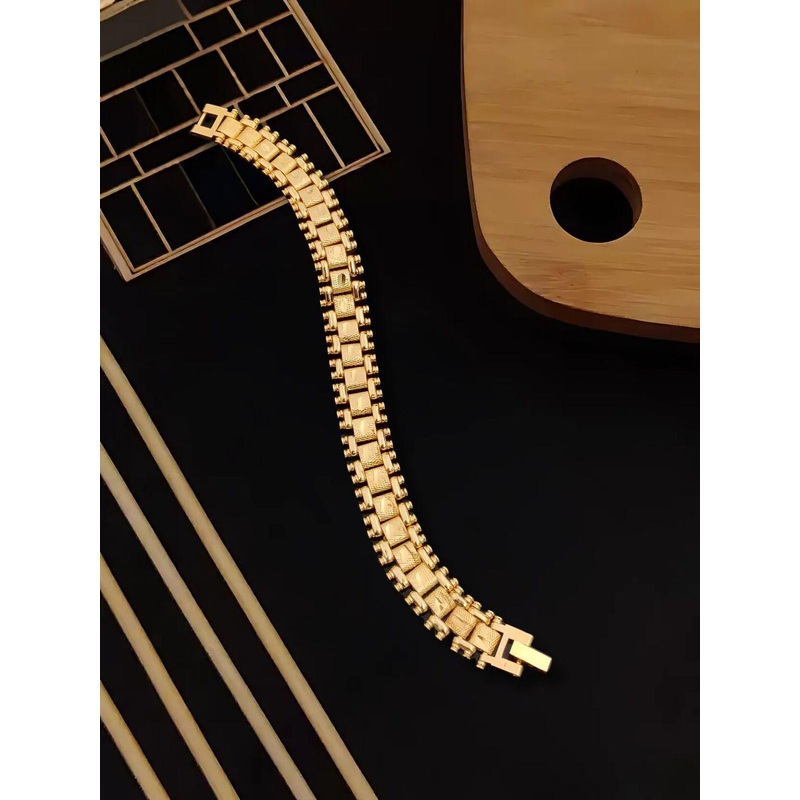 SOLIBELLE Men Gold-Plated Link Bracelet