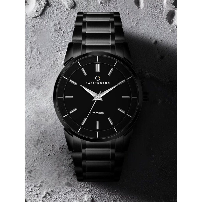 CARLINGTON Men Brass Patterned Dial & Stainless Steel Bracelet Style Straps Analogue Chronograph Watch IGP