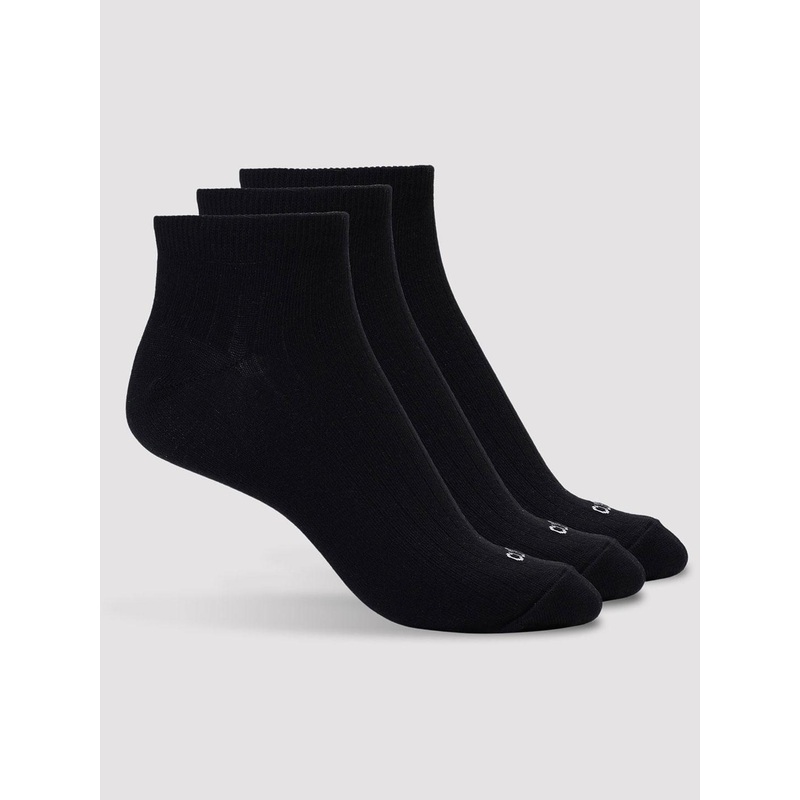 CULT Men Pack of 3 Low Ankle Cotton Socks Black