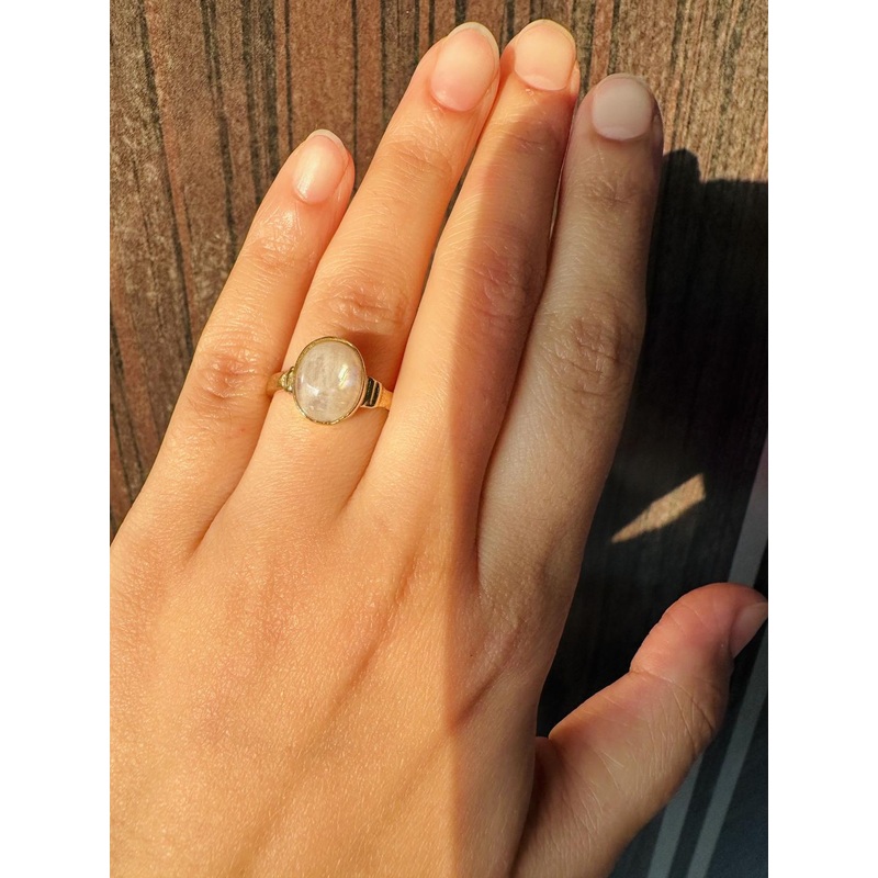 GenZcomplex Gold-Plated Moonstone Studded Brass Finger Ring