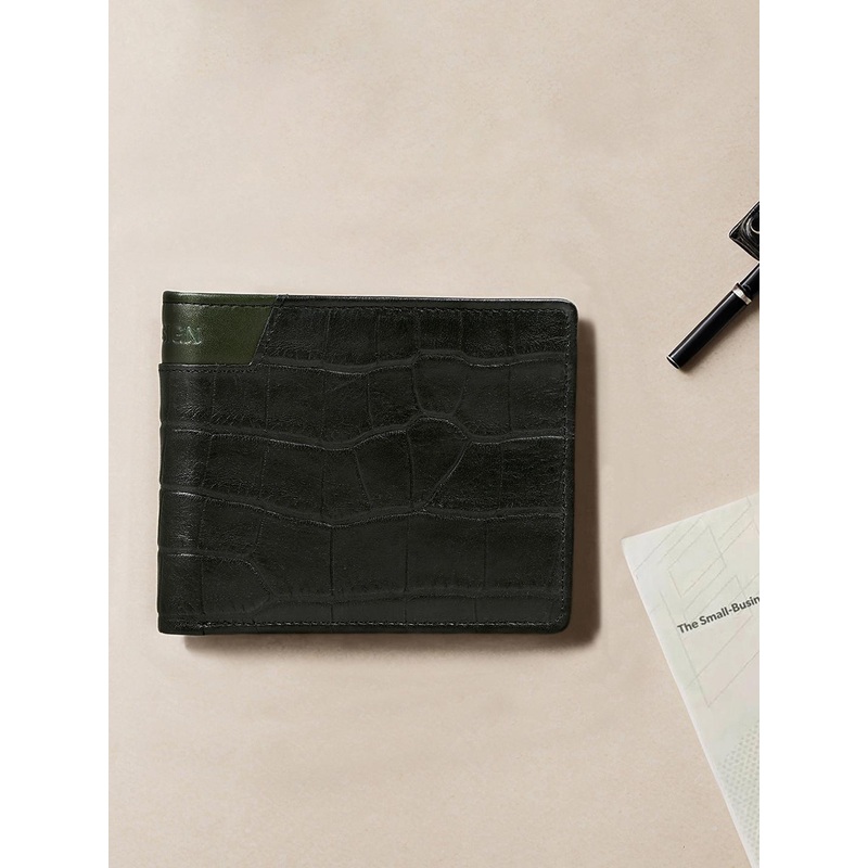 Hidesign Men Black Textured Two Fold Leather Wallet