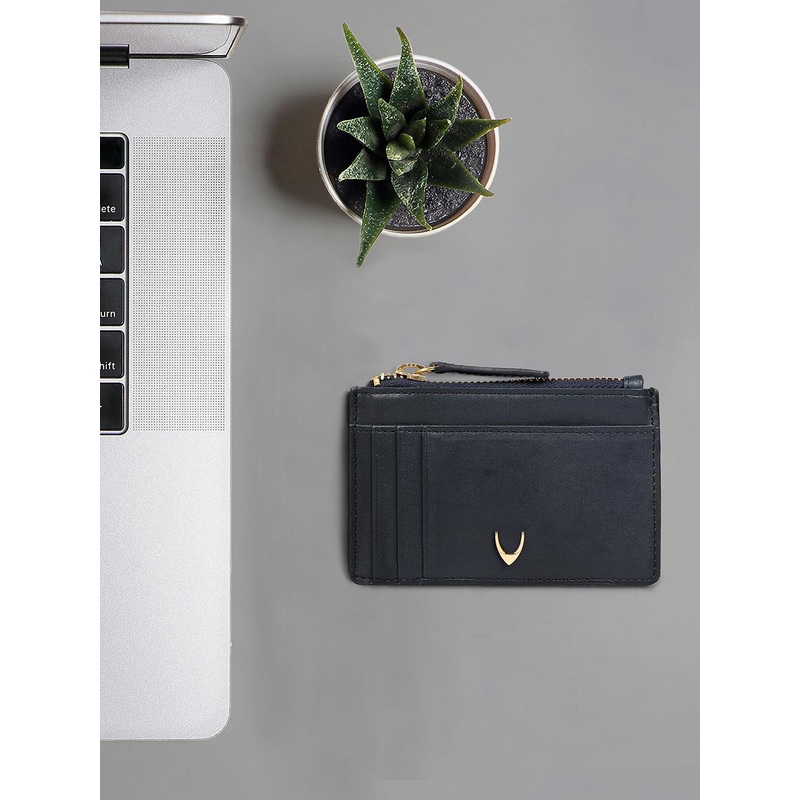 Hidesign Men Navy Blue Leather Card Holder