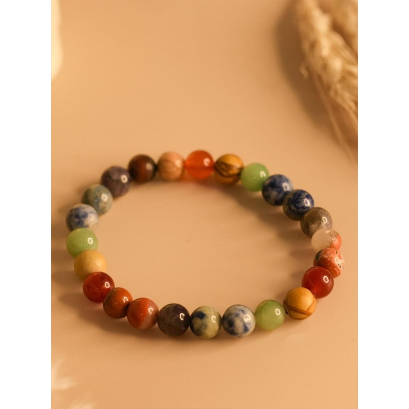 Japam Unisex 7 Chakra Beaded Elasticated Bracelet