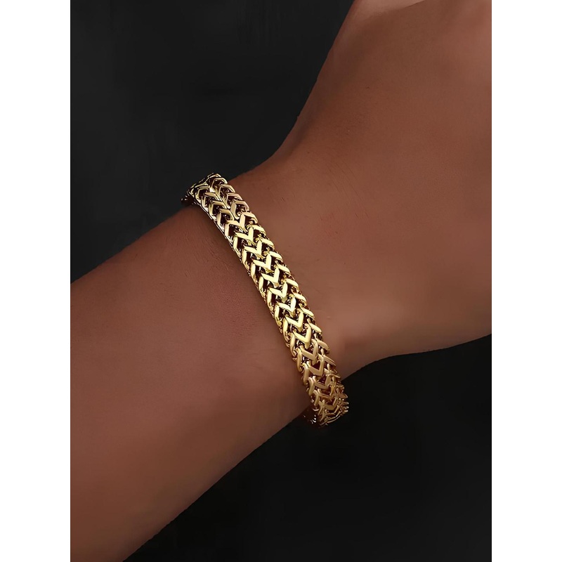 KARISHMA KREATIONS Unisex Gold-Plated Stainless Steel Cuban Magnetic Clasp Link Bracelet