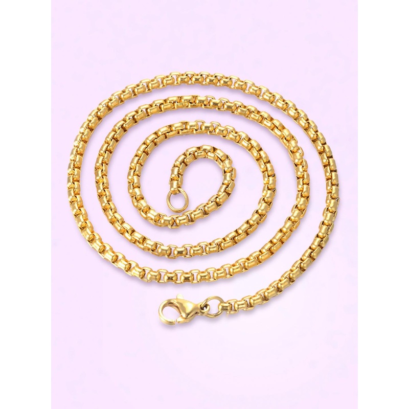 Peora Men Gold-Plated Stainless Steel Box Chain Stylish Minimal Chain