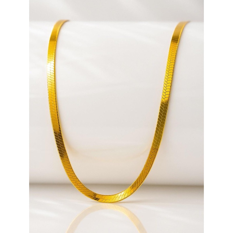 Roadster Men’s 18K Gold-Plated Stainless Steel Tarnish-Free Waterproof Flat Snake Chain