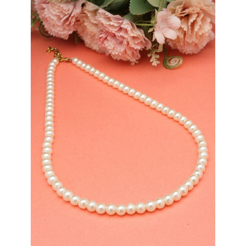 Sanjog Men Beaded Pearl Chain Choker Statement Necklace