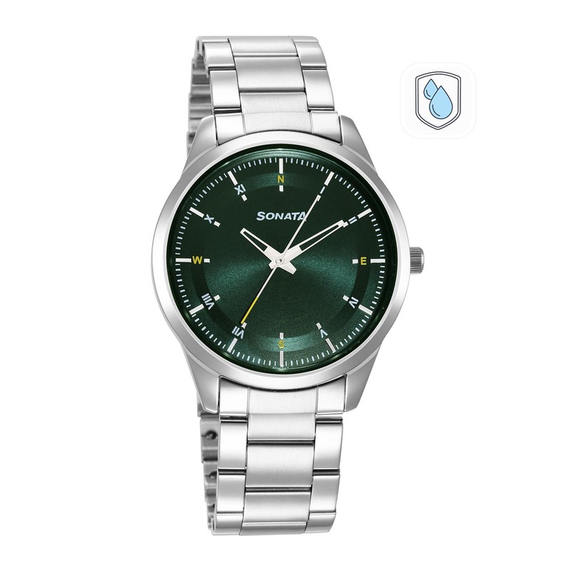 Sonata Men Brass Dial & Stainless Steel Bracelet Style Straps Analogue Watch 7146SM03