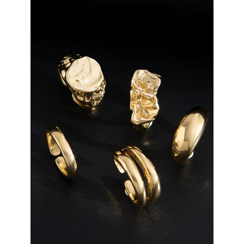 StyleCast x Revolte Men Set Of 5 Gold-Plating Adjustable Finger Ring