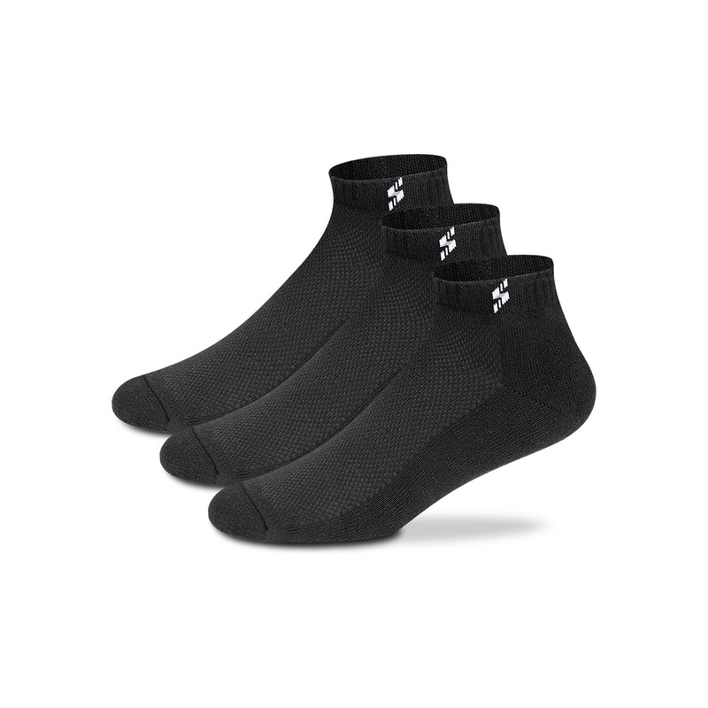Supersox Men Pack Of 3 Black Solid Ankle-Length Cotton Socks