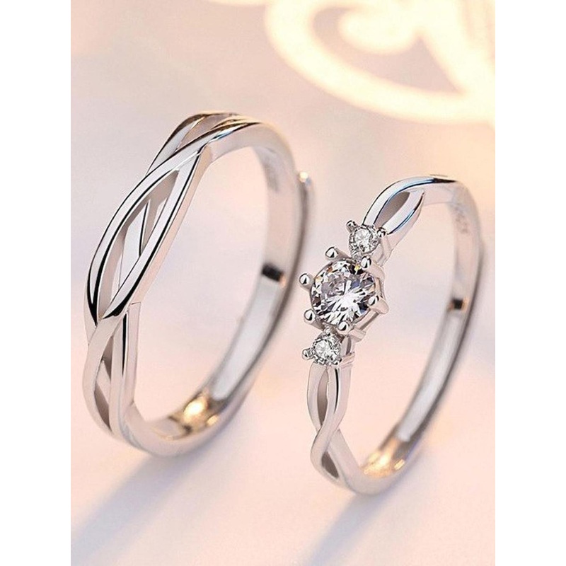 Teeragaj Set Of 2 Stone Studded Couple Finger Ring