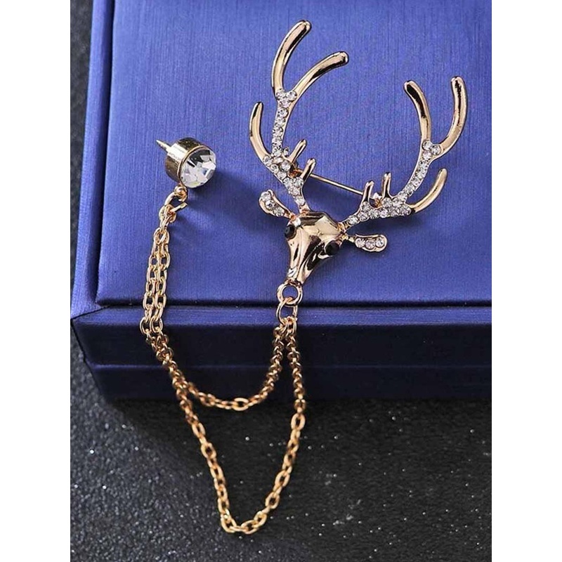 Curren Gold-Plated Zircon Studded Brooch