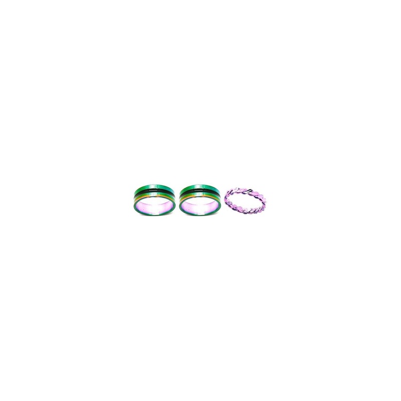 Dynamic Retail Global Set of 3 Rings for Men & Women, Multicolor-Purple Alloy Ring ()