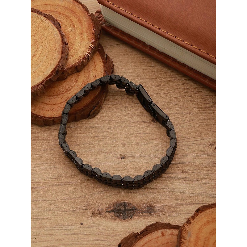 Jazz and Sizzle Men Rhodium Plated Link Bracelet