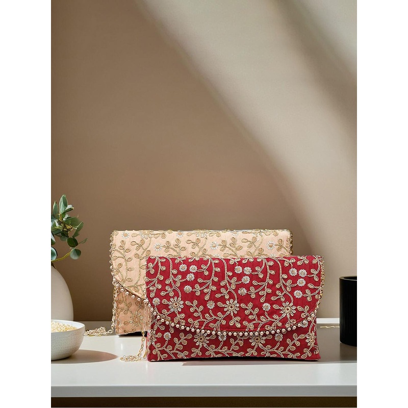 Kuber Industries Set of 2 Embellished Embroidered Swagger Sling Bag