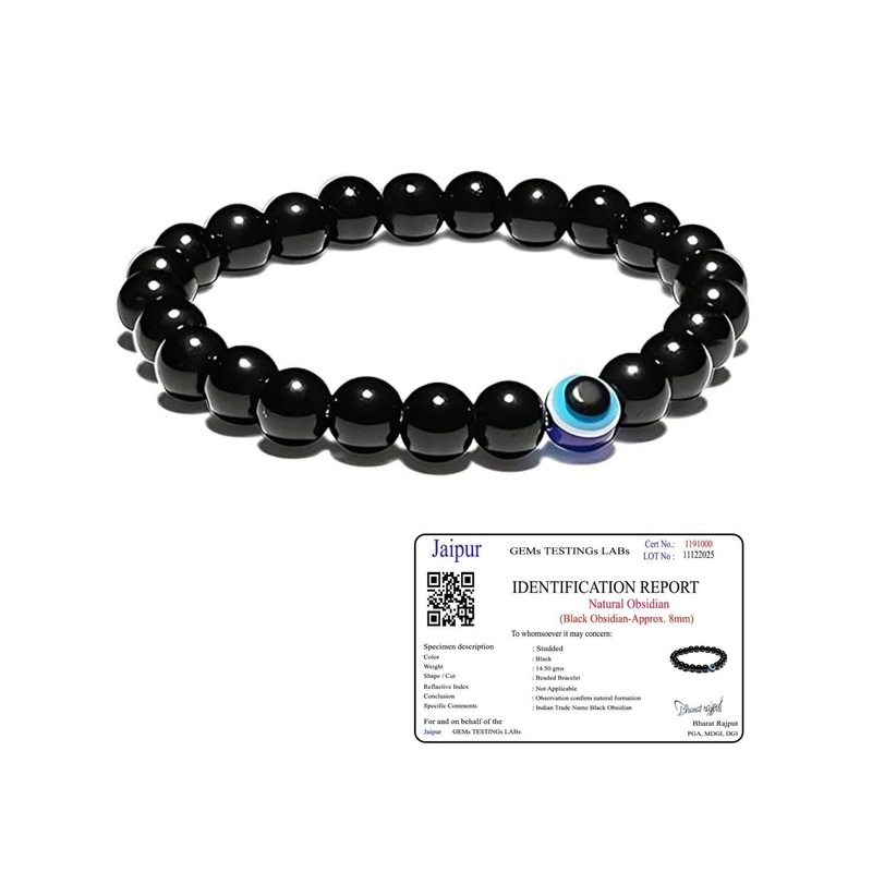 SENROAR Unisex Artificial Beaded Evil Eye Elasticated Bracelet