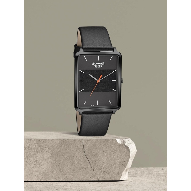 Sonata Men Black Analogue Watch 7144NL01