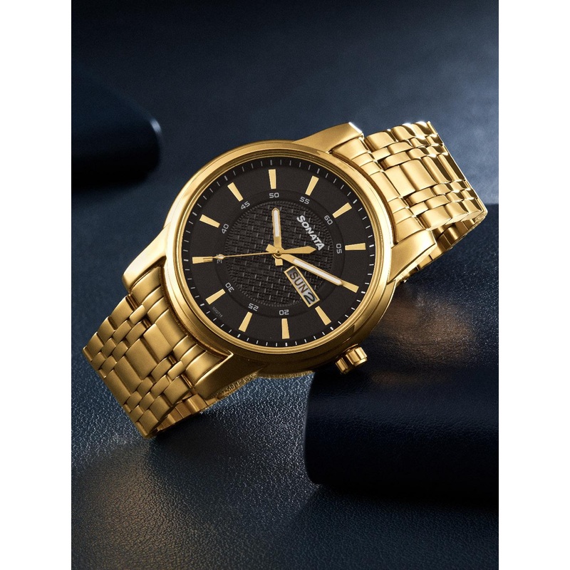 Sonata Men Dial & Stainless Steel Straps Analogue Watch 77141YM01