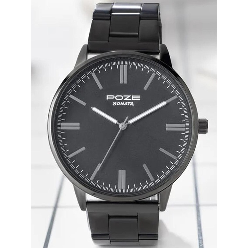 Sonata Poze Men Round Dial & Bracelet Style Straps Analogue Watch SP70035NM01W