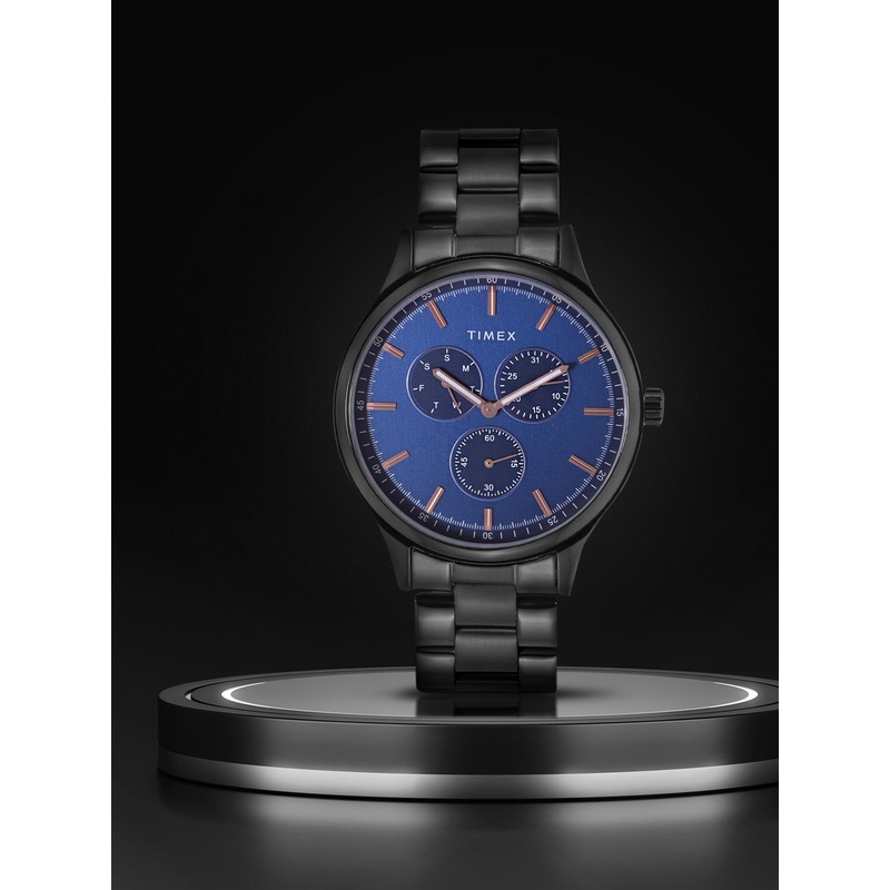 Timex Men Blue Brass Dial & Black Bracelet Straps Analogue Chronograph Watch TWEG184SMU04